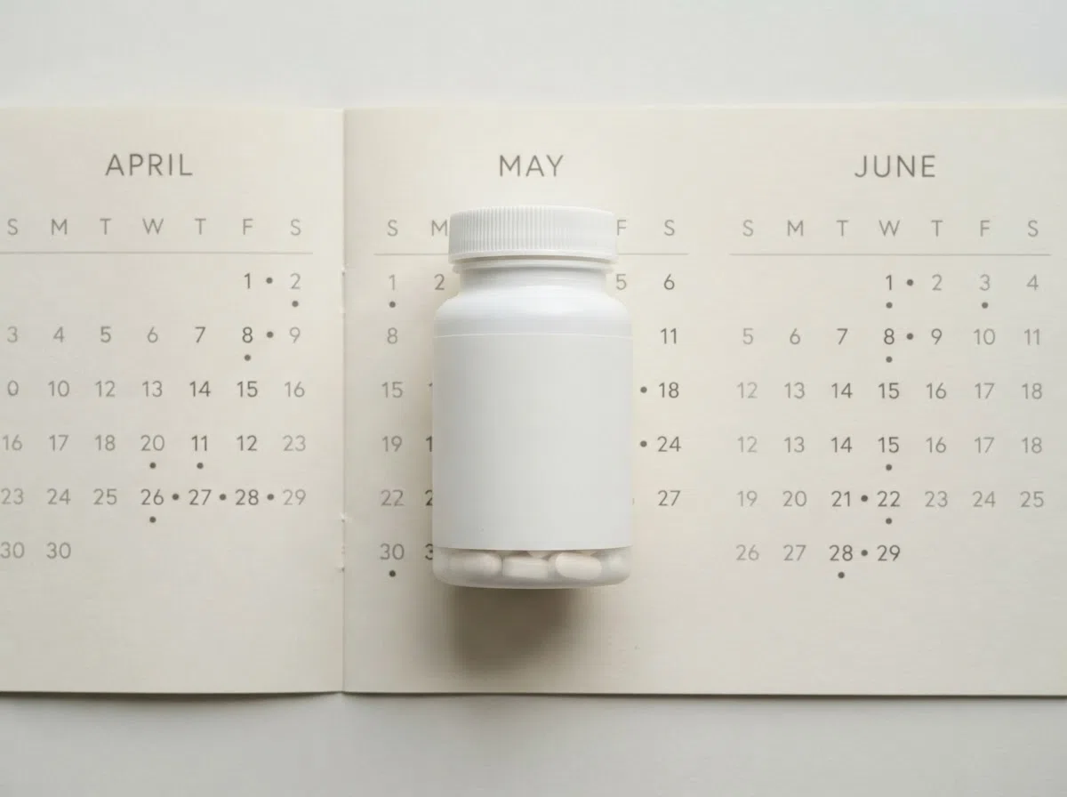 Three-month supply calendar for daily supplement routine